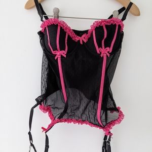 Black and hot pink bustier and panties